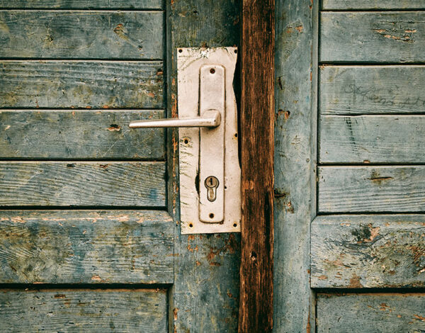 lock on wooden door