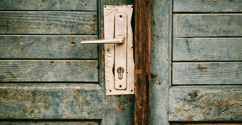 lock on wooden door
